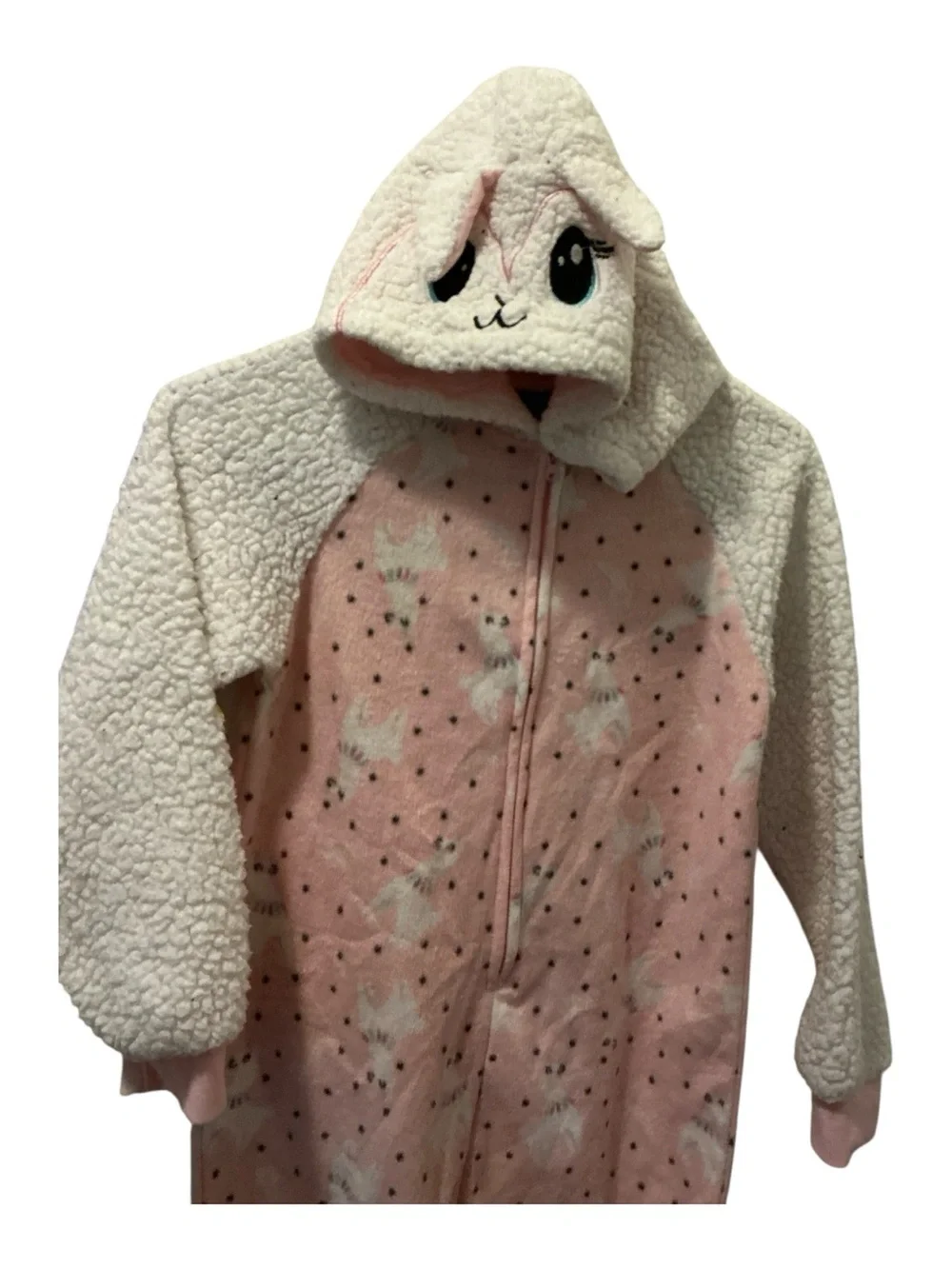 Sleep On It Peach and Cream Sherpa Hooded Onesie